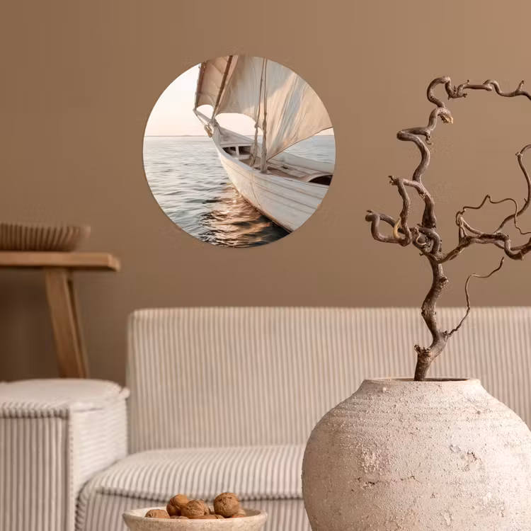 Behangcirkel - Zeilboot - Zee - Beige - Zon — 2