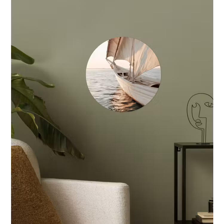 Behangcirkel - Zeilboot - Zee - Beige - Zon — 3