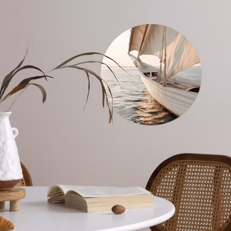 Behangcirkel - Zeilboot - Zee - Beige - Zon — 4