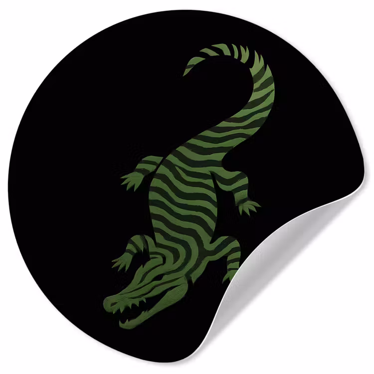Behangcirkel - Krokodil - Groen - Tijgerachtig - Strepen — 1