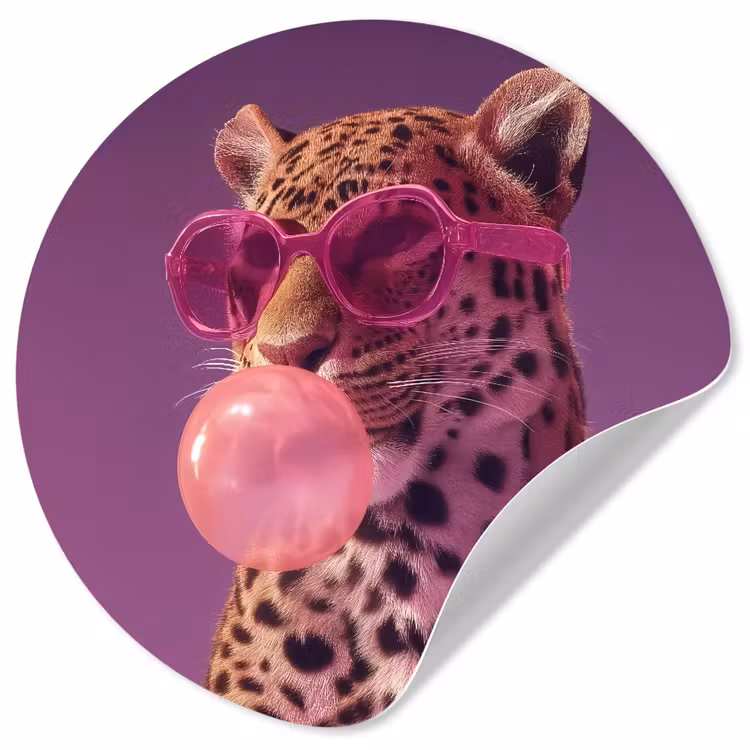 Behangcirkel - Panter - Zonnebril - Kauwgombel - Roze — 1