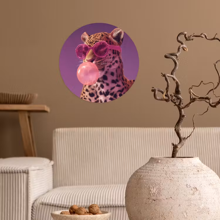 Behangcirkel - Panter - Zonnebril - Kauwgombel - Roze — 2