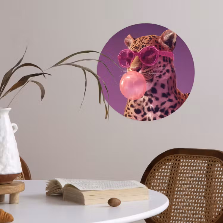 Behangcirkel - Panter - Zonnebril - Kauwgombel - Roze — 4