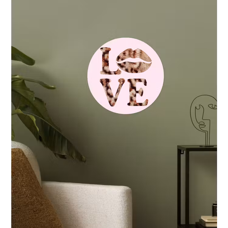 Behangcirkel - Tekst - Love - Pantervacht - Lichtroze — 3