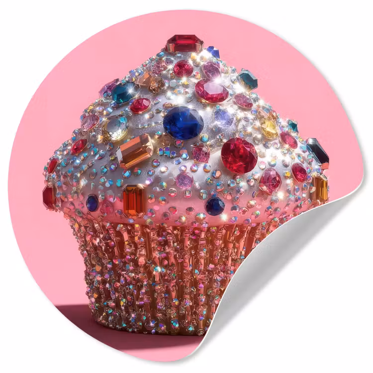 Behangcirkel - Cupcake - Kleurrijk - Edelstenen — 1