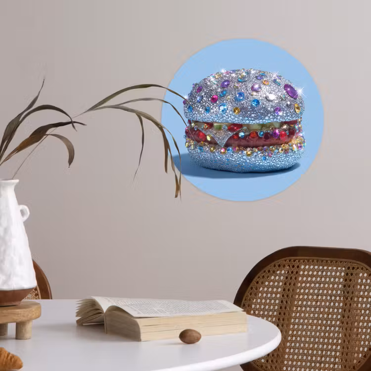 Behangcirkel - Glitters - Hamburger - Blauw — 4
