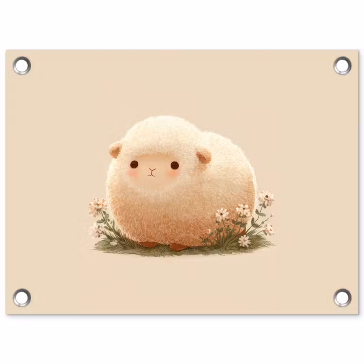 Tuinposter - Schaap - Beige - Bloemen — 1