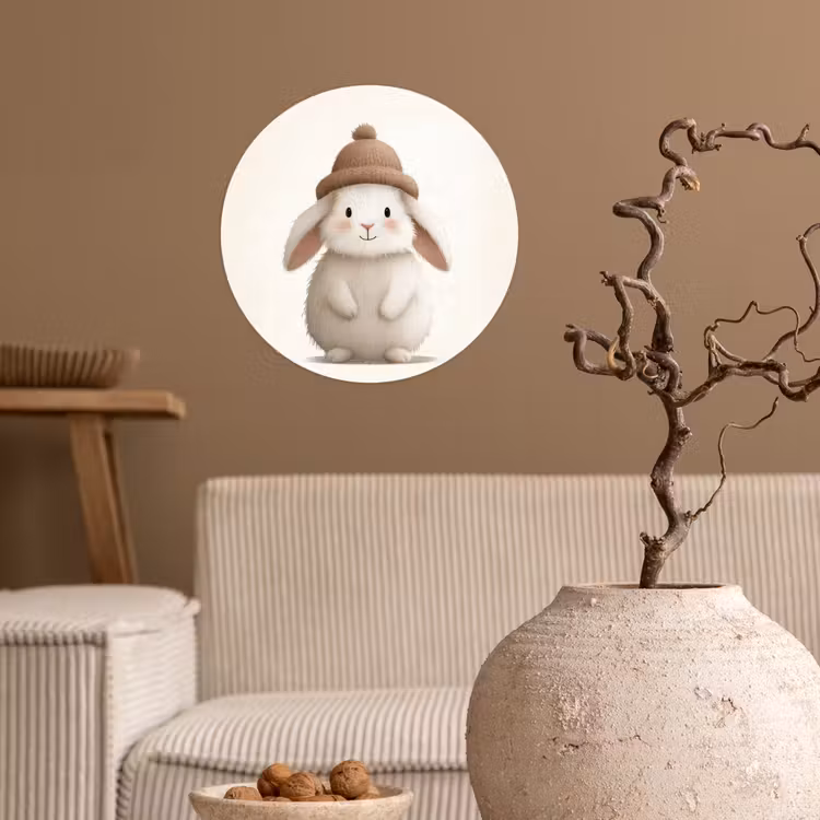Behangcirkel - Konijn - Muts - Oren - Beige — 2