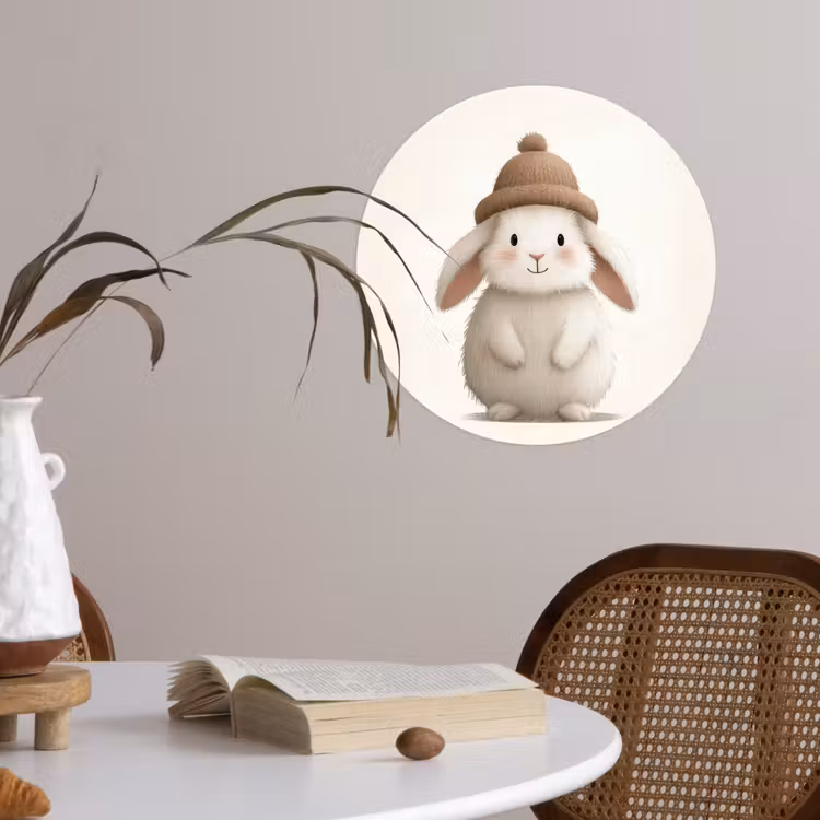 Behangcirkel - Konijn - Muts - Oren - Beige — 4