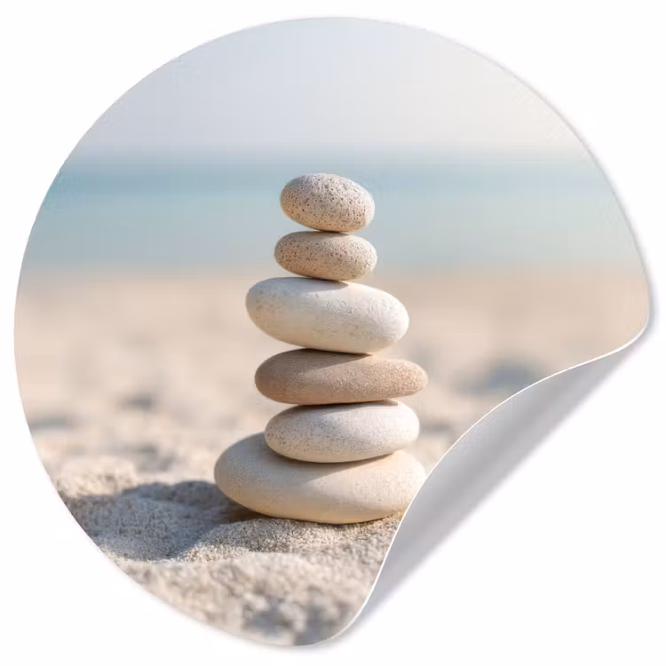 Behangcirkel - Stenen - Stapel - Zand - Zee — 1