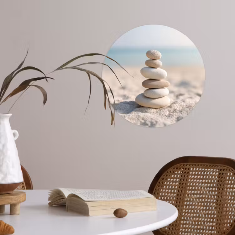 Behangcirkel - Stenen - Stapel - Zand - Zee — 4