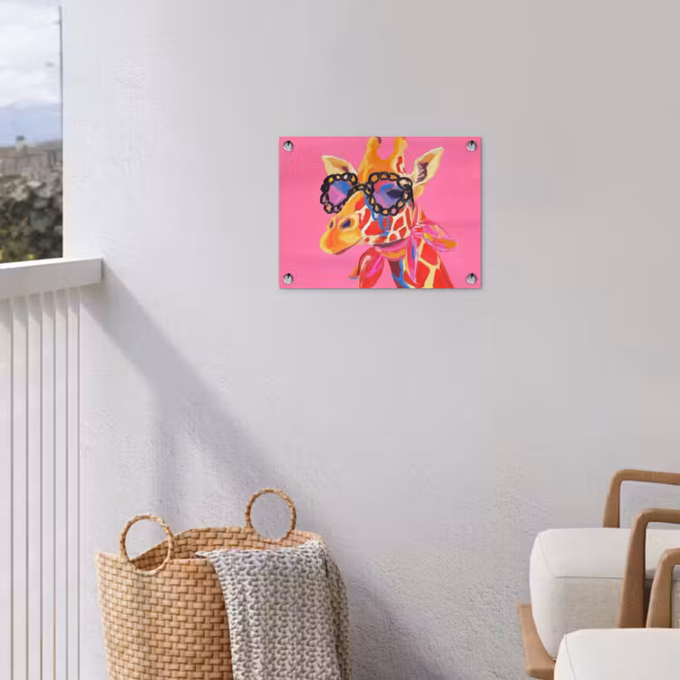 Tuinposter - Giraf - Roze - Bril - Sjaal — 3