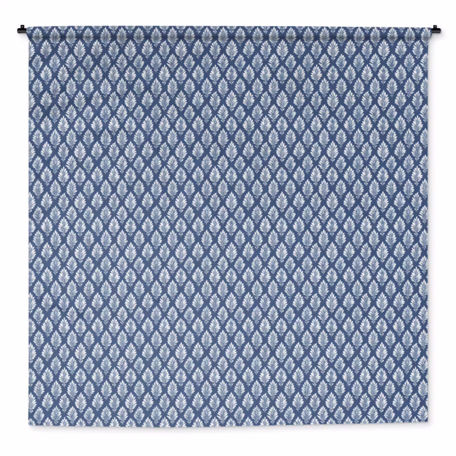 Wandkleed - Bladeren - Wit - Blauw - Patroon — 1