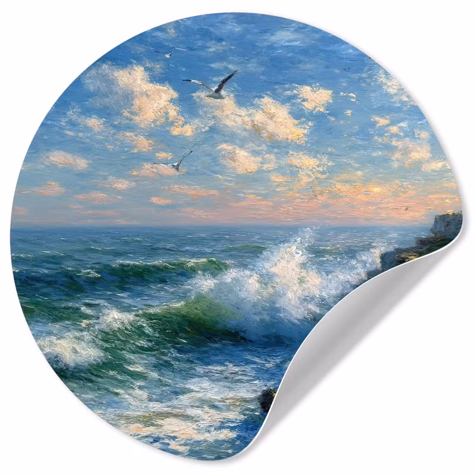 Behangcirkel - Zee - Golven - Rotsen - Meeuwen — 1
