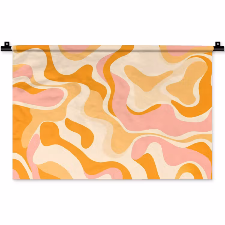 Wandkleed - Abstract - Golvend - Oranje — 1