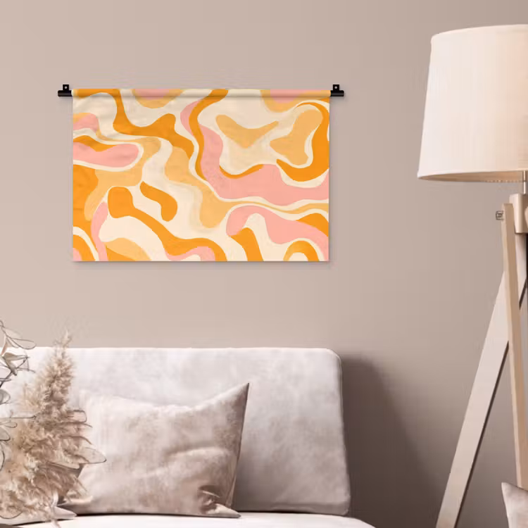 Wandkleed - Abstract - Golvend - Oranje — 2