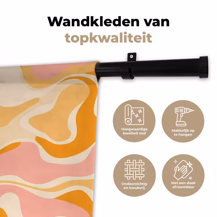 Wandkleed - Abstract - Golvend - Oranje — 3