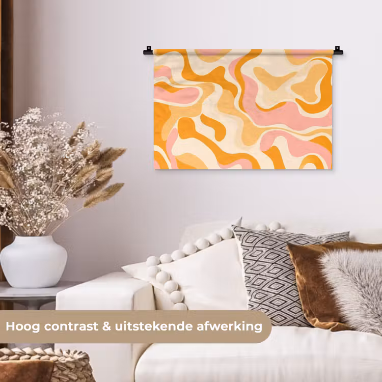 Wandkleed - Abstract - Golvend - Oranje — 4