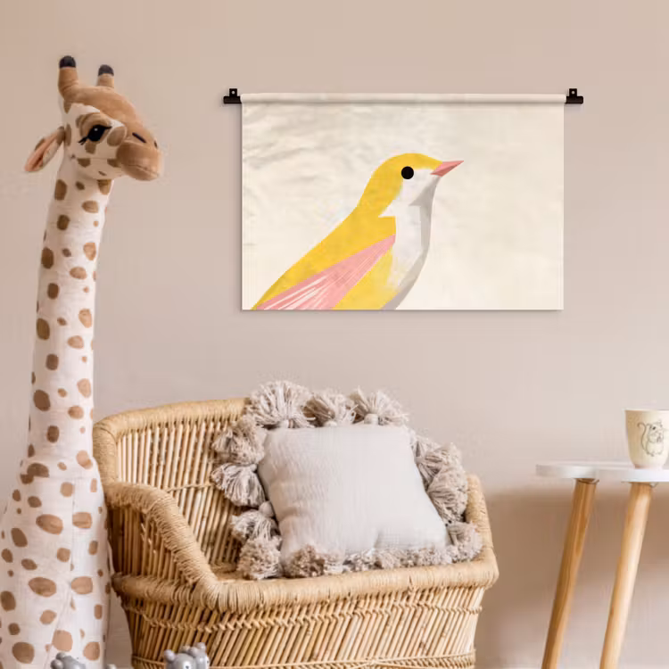 Wandkleed - Vogel - Minimalistisch - Geel — 5
