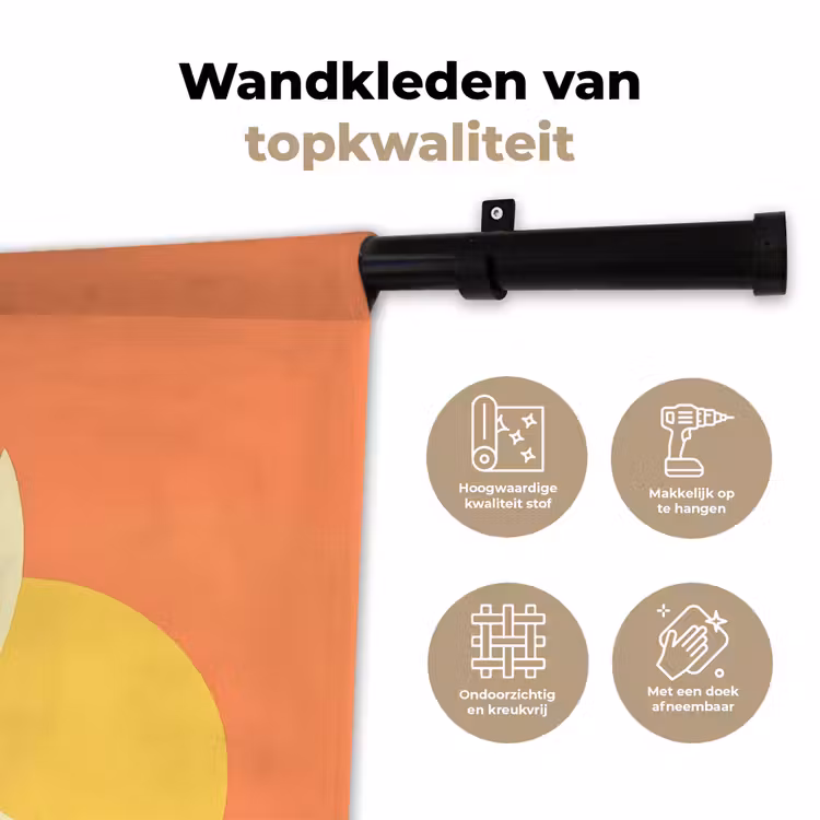 Wandkleed - Vogels - Cirkels - Geel — 3