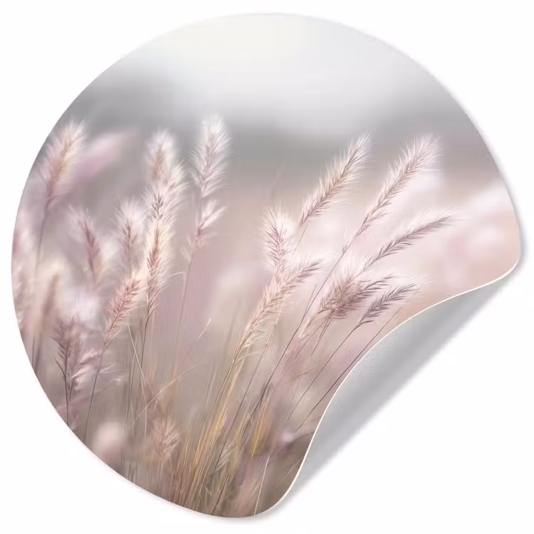 Behangcirkel - Graspluimen - Wind - Beige - Mistig — 1