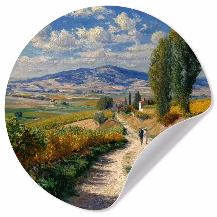 Behangcirkel - Mensen - Wandelen - Zandpad - Velden — 1