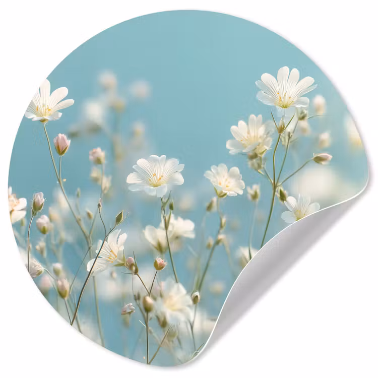 Behangcirkel - Stängel – Blumen – Luft – Weiß — 1