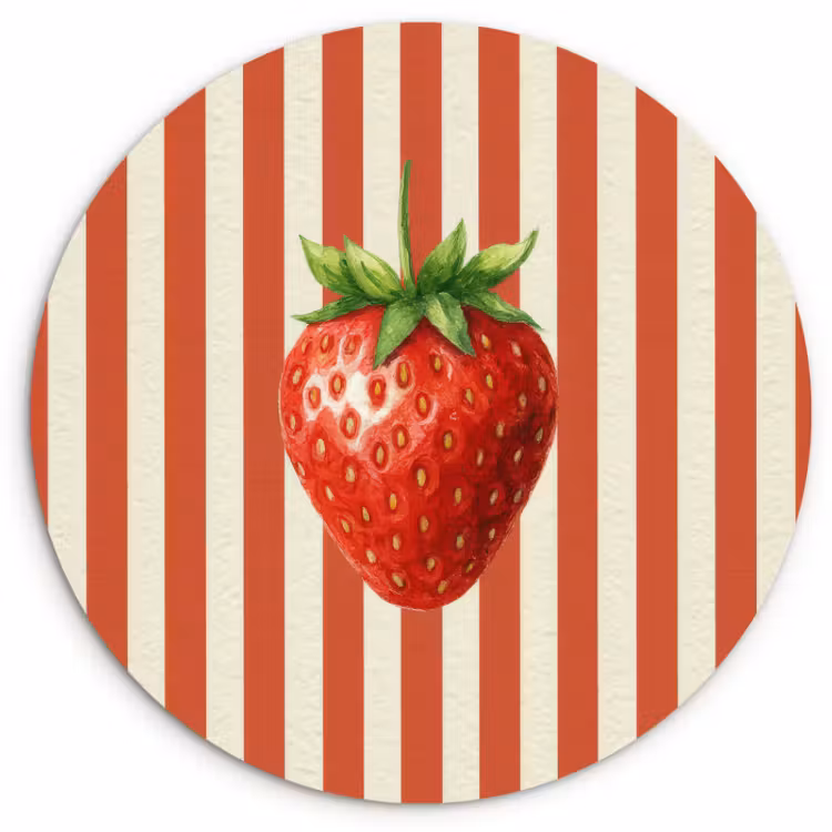 Muurcirkel - Aardbei - Strepen - Rood — 1