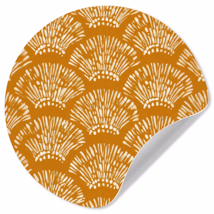 Behangcirkel - Waaierachtige motieven - Geel - Vintage — 1