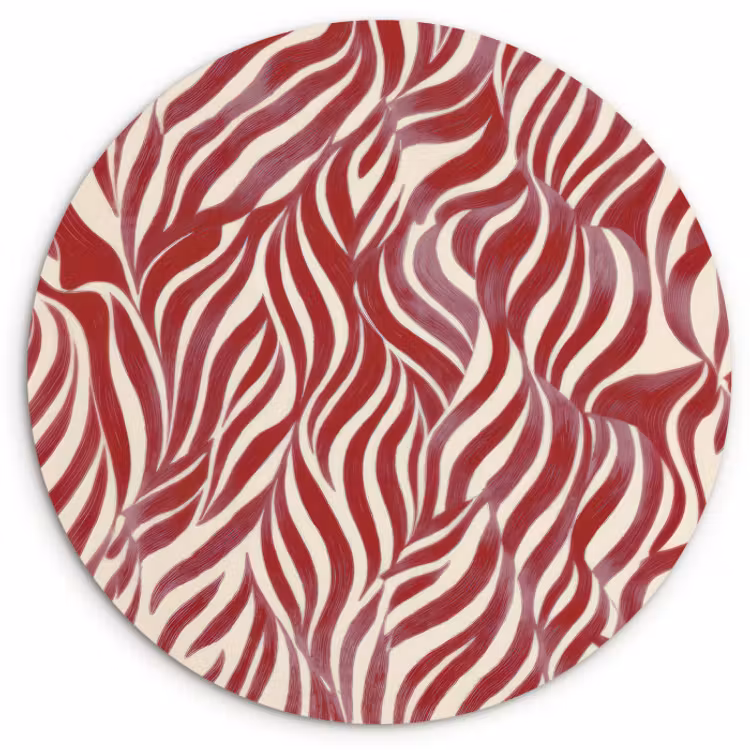 Muurcirkel - Golvende vormen - Abstract - Rood — 1