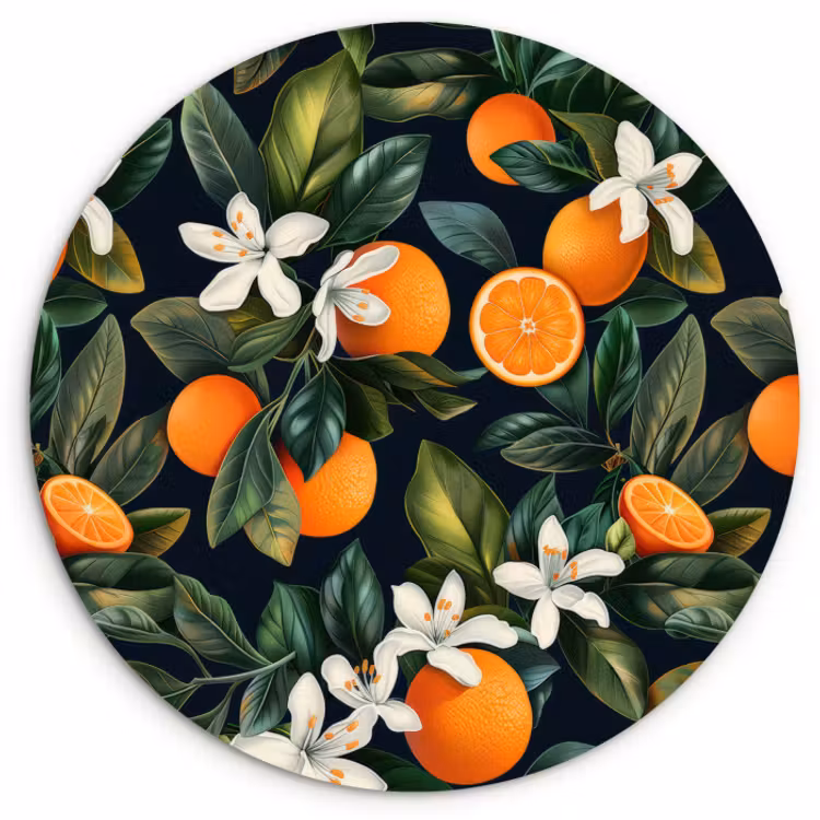Muurcirkel - Sinaasappels - Bloesems - Bladeren - Tropisch — 1