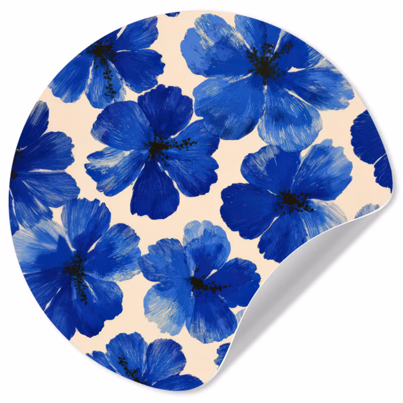 Behangcirkel - Bloemen - Blauw -Patroon - Wit — 1