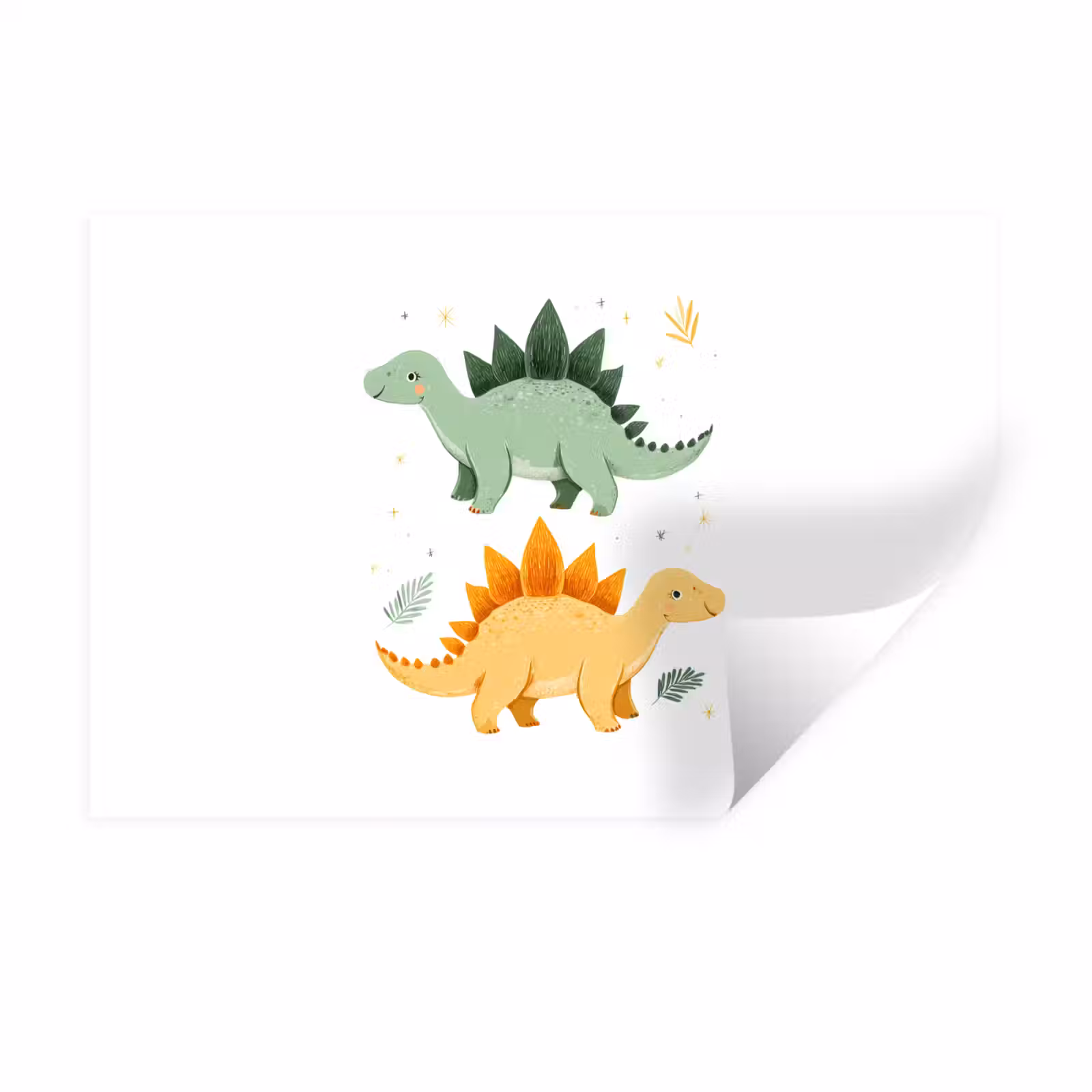 Muursticker - Sterren - Stegosaurussen - Blaadjes - Groen — 1