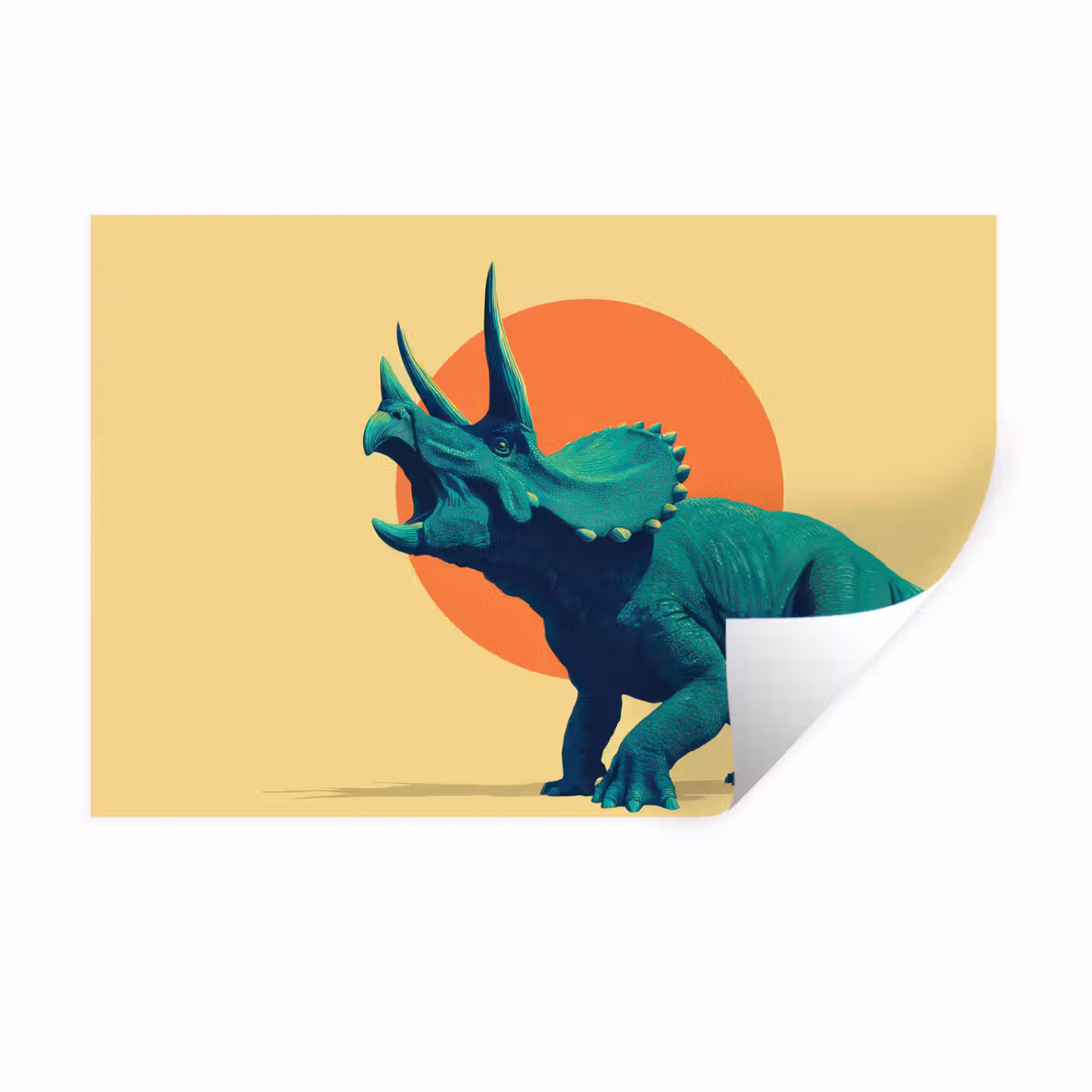 Muursticker - Triceratops - Cirkel - Oranje - Hoorns — 1