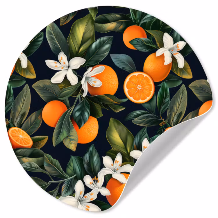 Behangcirkel - Sinaasappels - Bloesems - Bladeren - Tropisch — 1