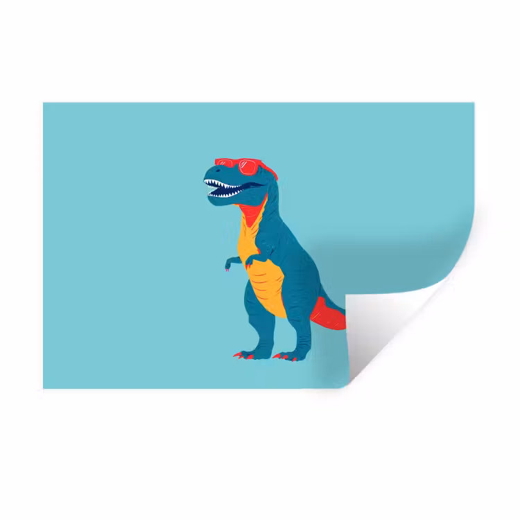 Muursticker - Dinosaurus - Blauw - Zonnebril — 1