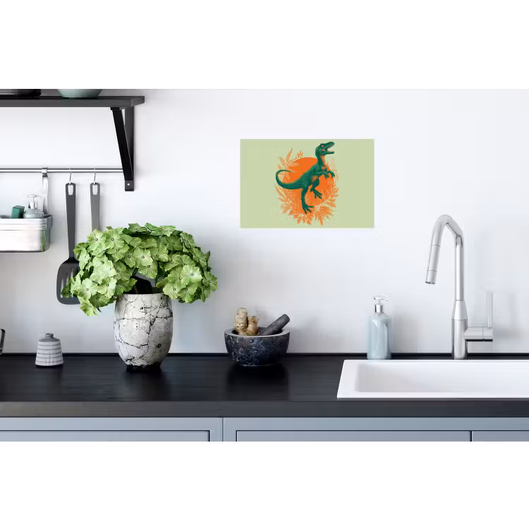 Muursticker - Dinosaurus - Groen - Planten - Cirkel — 2