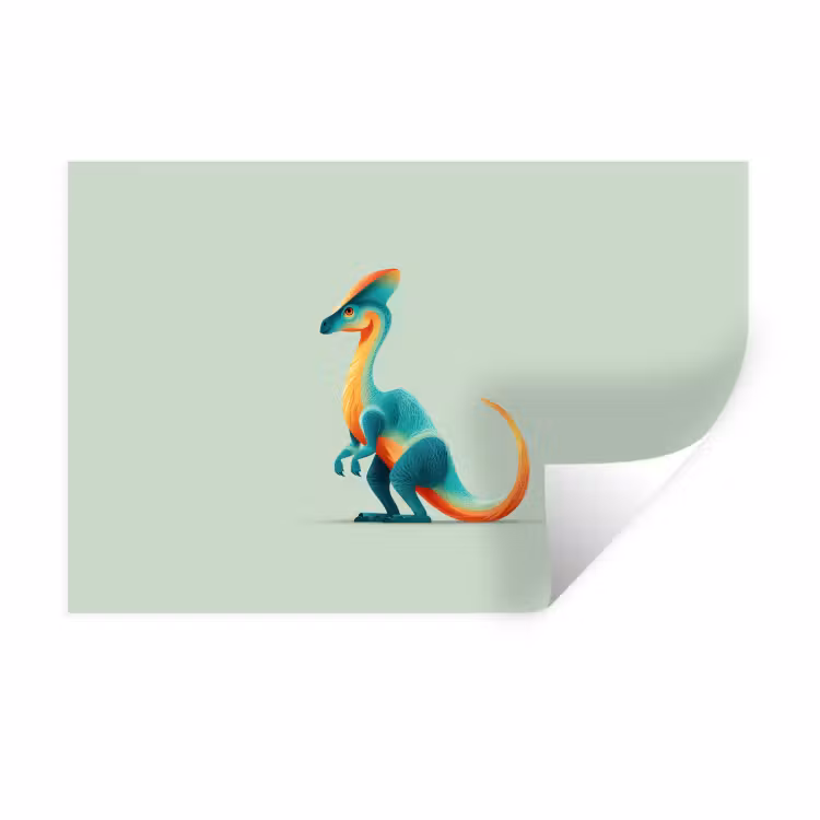 Muursticker - Staart - Dino - Minimalistisch - Blauw — 1