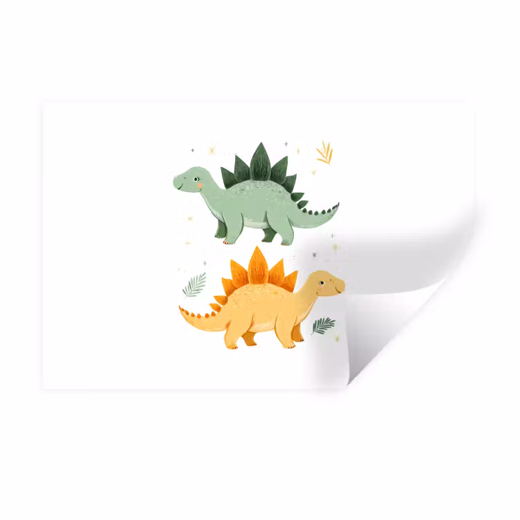 Muursticker - Sterren - Stegosaurussen - Blaadjes - Groen — 1