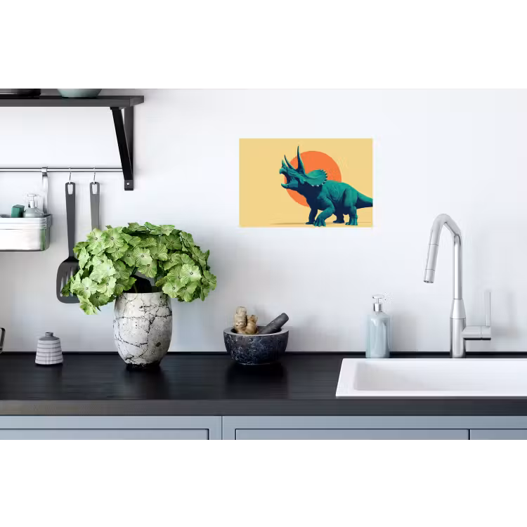 Muursticker - Triceratops - Cirkel - Oranje - Hoorns — 2