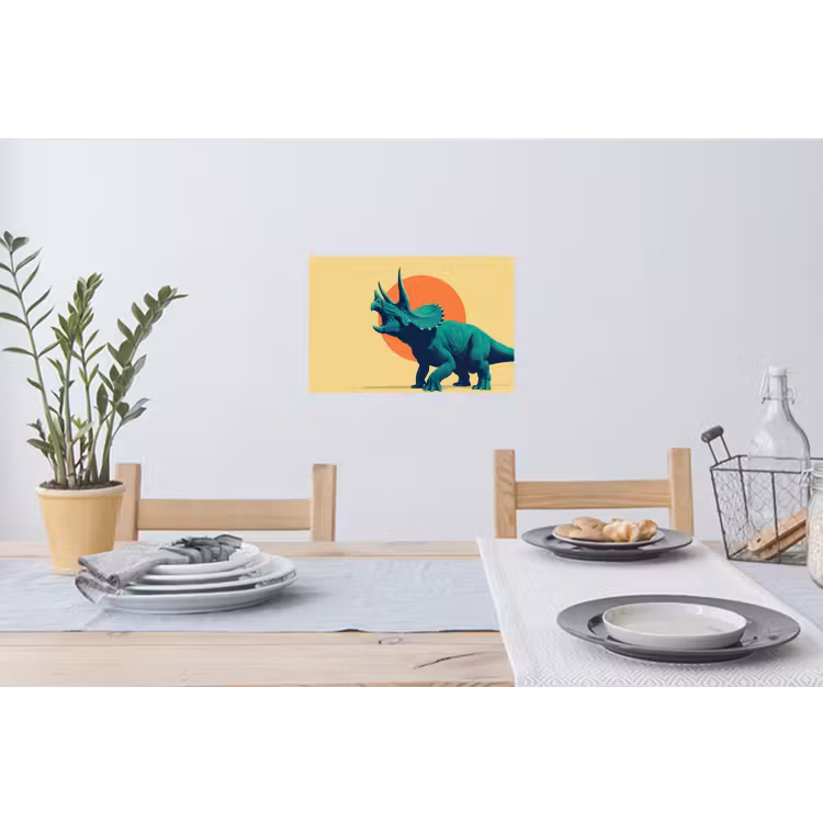 Muursticker - Triceratops - Cirkel - Oranje - Hoorns — 3
