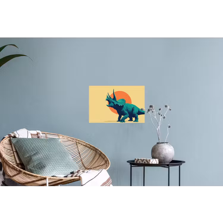 Muursticker - Triceratops - Cirkel - Oranje - Hoorns — 4