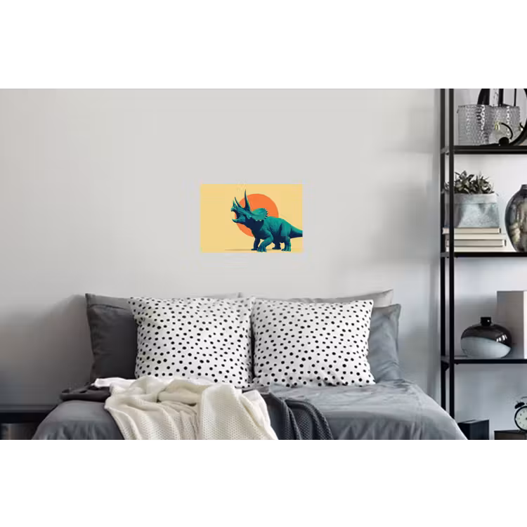 Muursticker - Triceratops - Cirkel - Oranje - Hoorns — 5