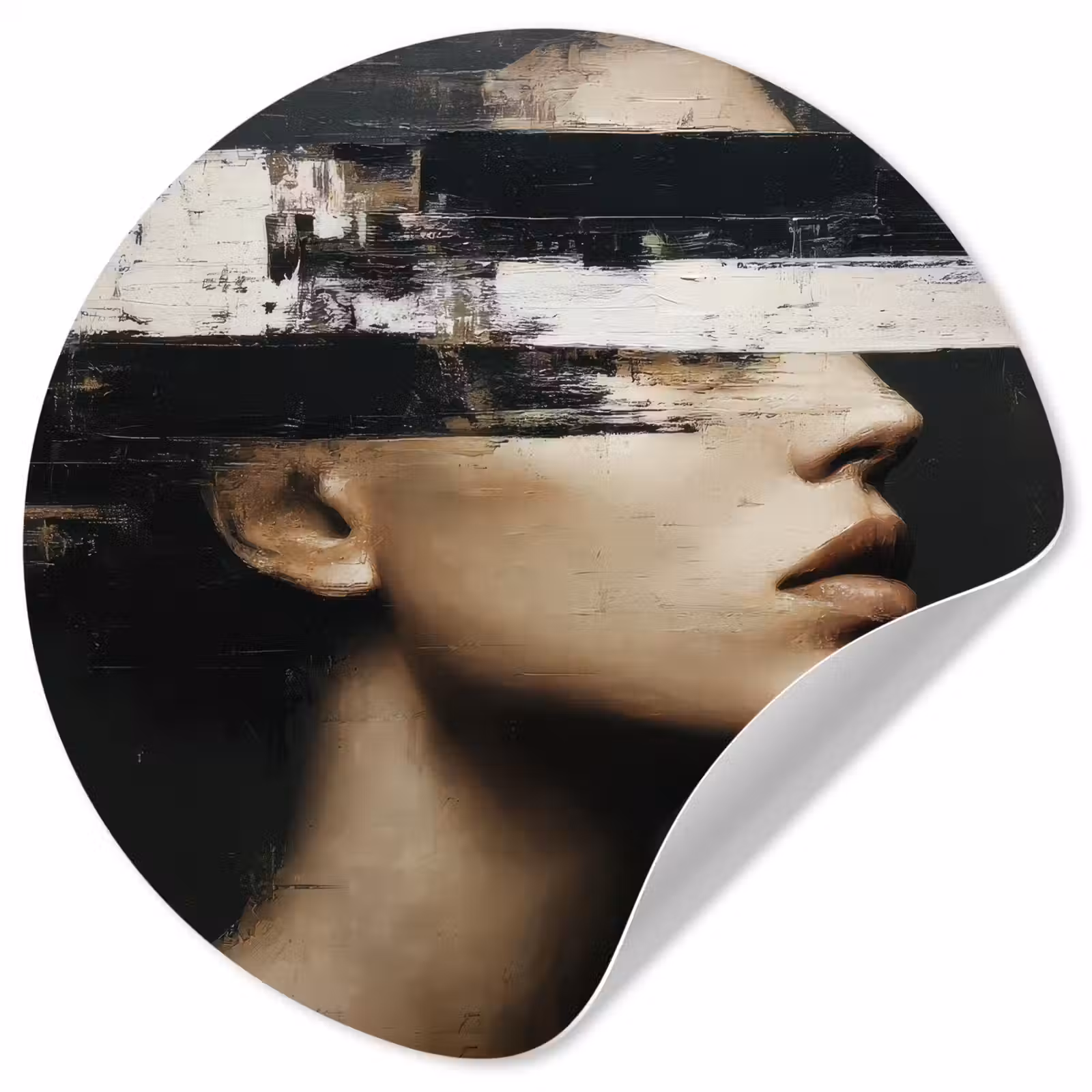 Behangcirkel - Gezicht - Vrouw - Zwart - Abstract — 1