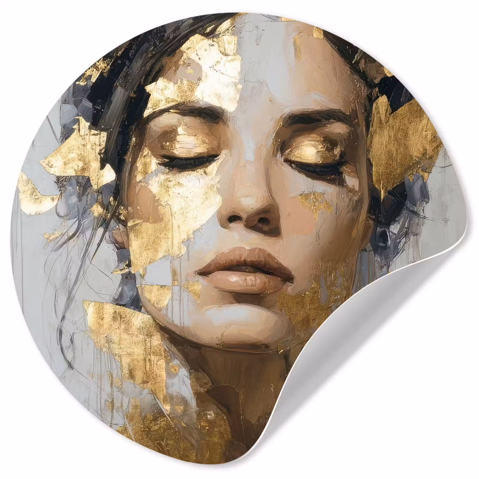 Behangcirkel - Sierlijk - Vrouw - Goud - Ogen — 1