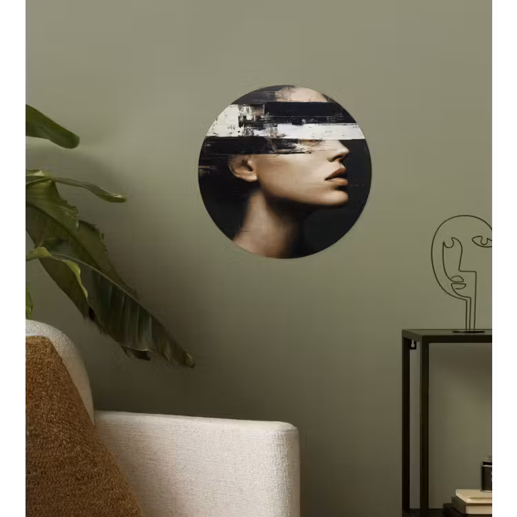 Behangcirkel - Gezicht - Vrouw - Zwart - Abstract — 3