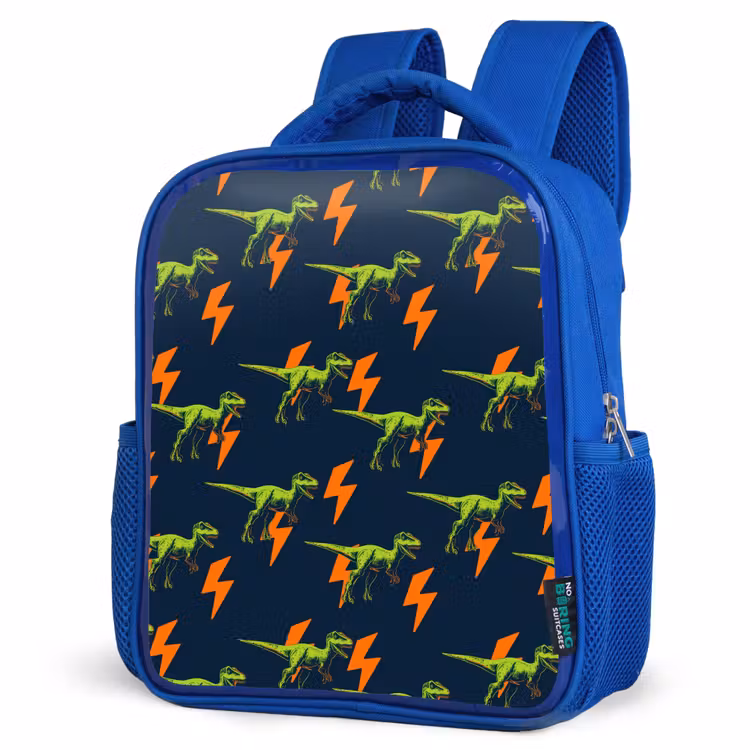 Rugzak kind - blauw - Bliksemschichten - Oranje - Dinosaurussen — 7