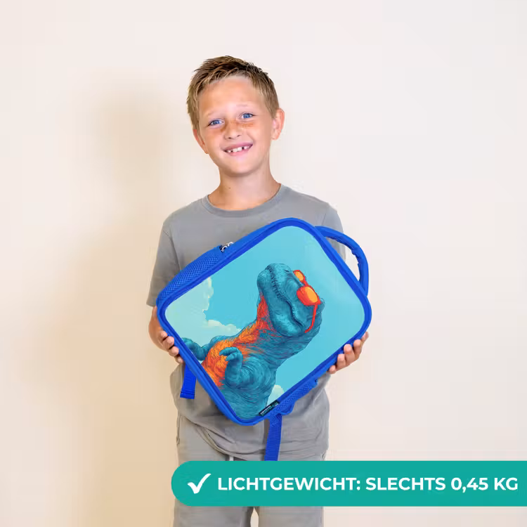 Rugzak kind - blauw - T-Rex - Blauw - Wolken - Zonnebril — 2