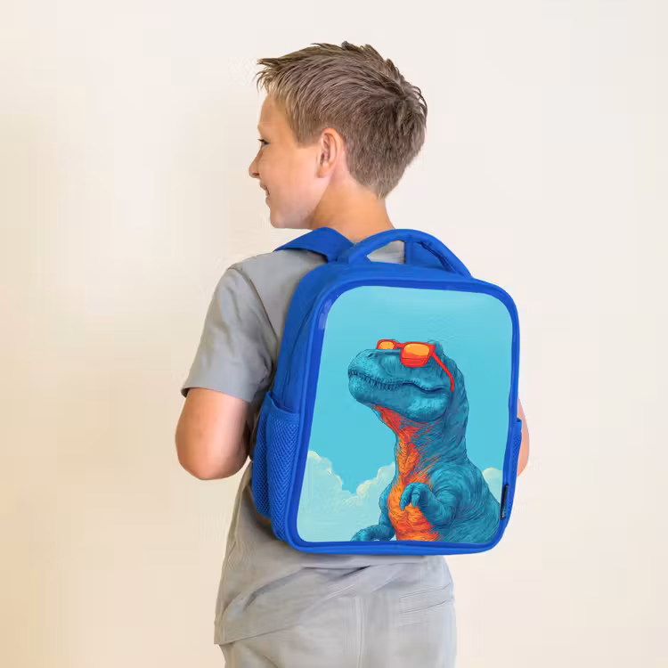 Rugzak kind - blauw - T-Rex - Blauw - Wolken - Zonnebril — 3
