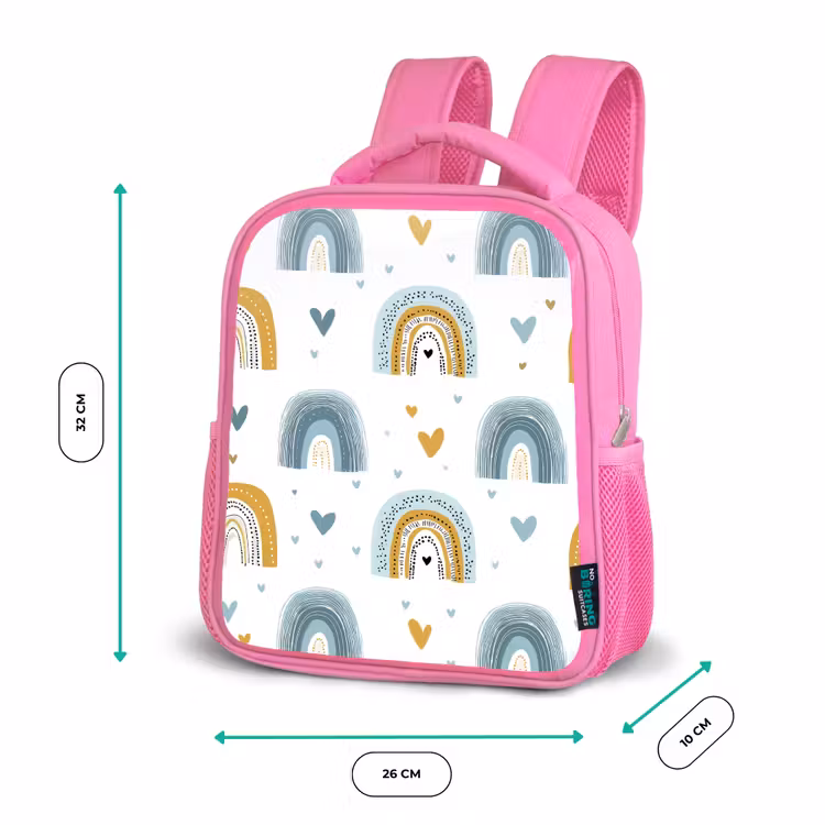 Rugzak kind - roze - Patroon - Regenboog - Hartjes — 3